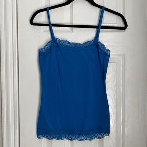 Ann Taylor Blue Cami with Lace XXS